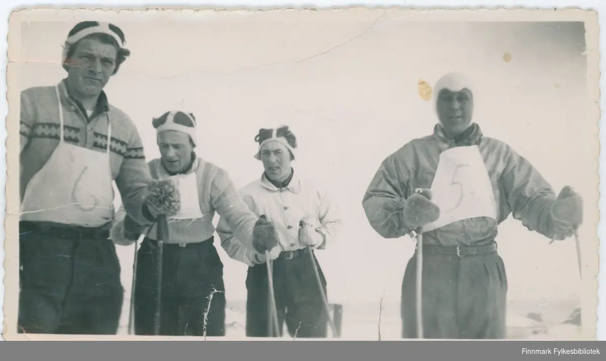Fire menn på ski-konkurranse. Nordvågen eller Børselv?