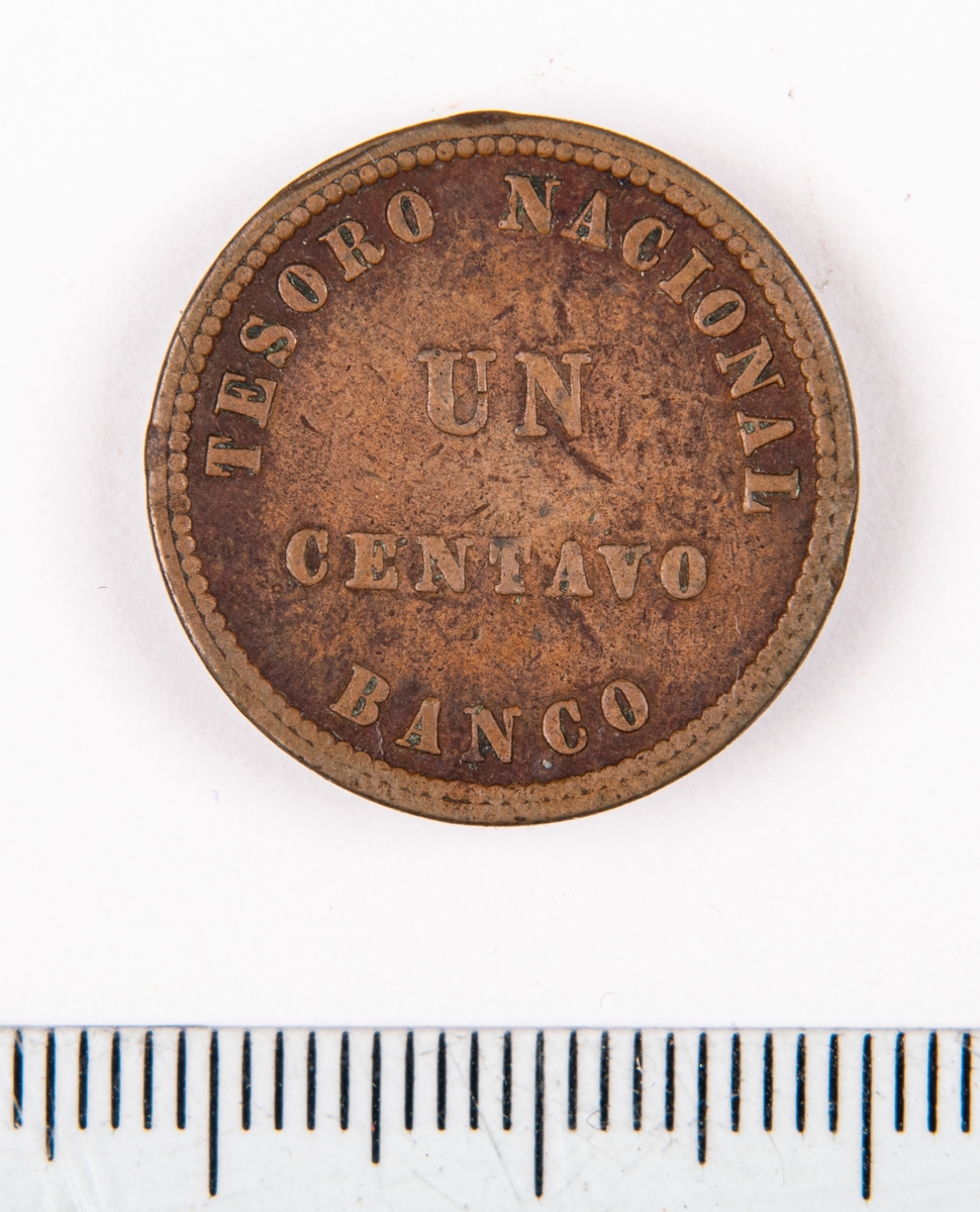 Mynt från Argentina, 1854, 1 centavo.