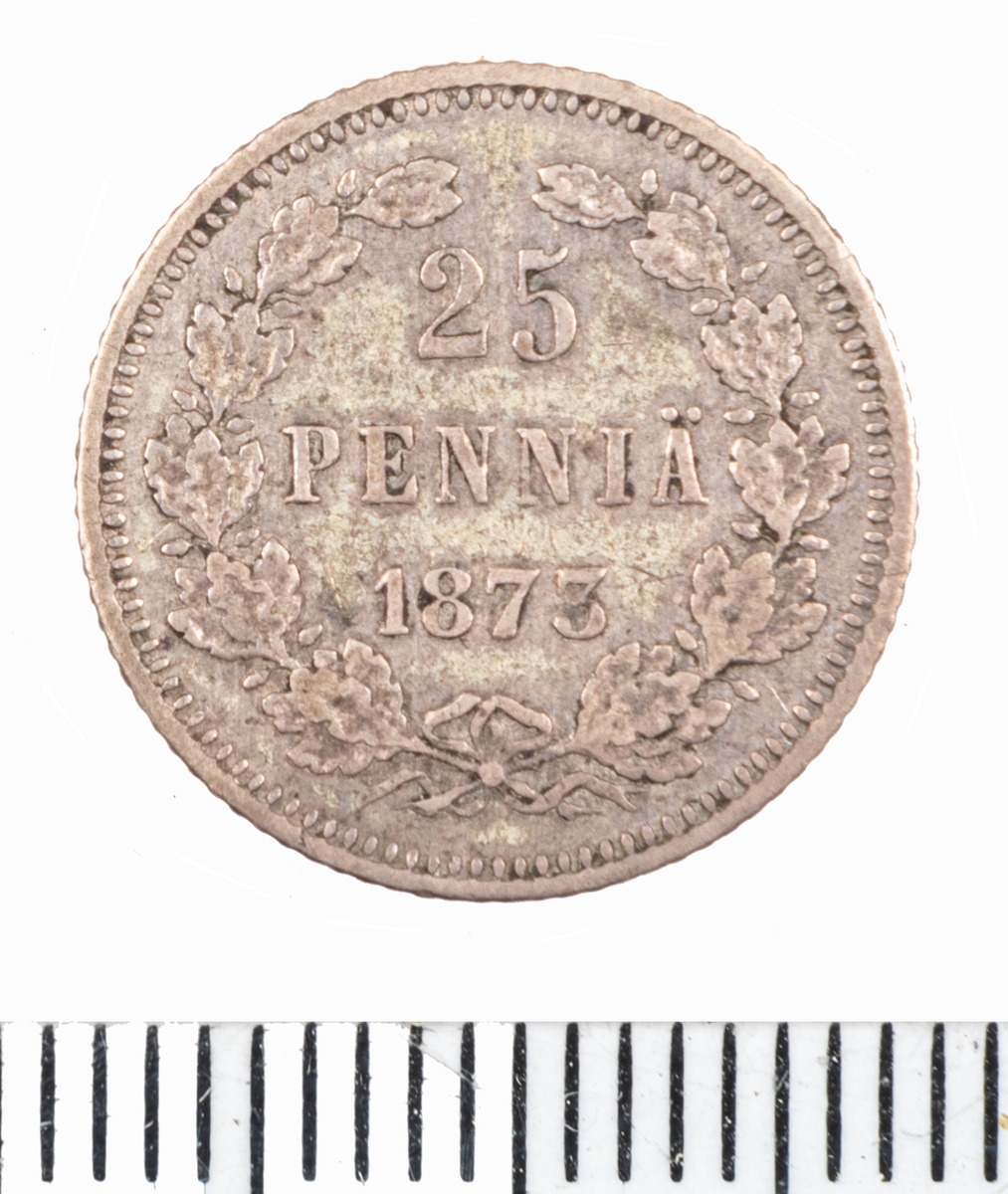 Mynt Finland 1873 25 Penniä.