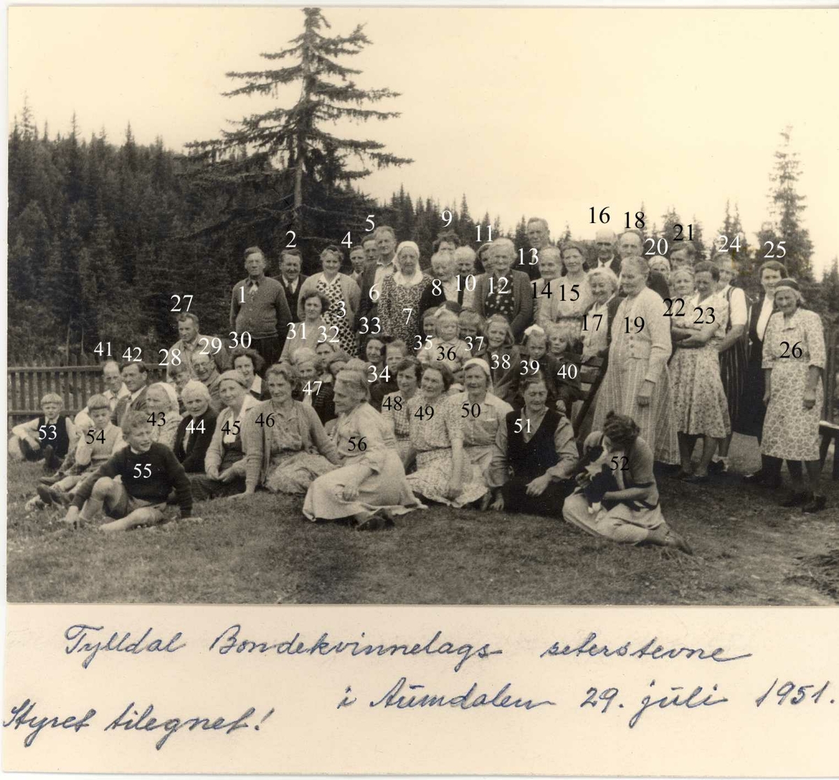 Tylldalen Bondekvinnelag seterstevne 1951
vedlegg med nr for identifisering