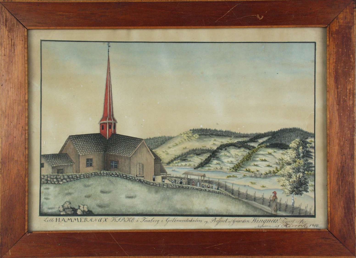 Gamle Lillehammer kirke og Vingnes i bakgrunnen.