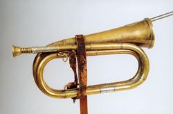 postmuseet, gjenstander, posthorn, trompettype, lærrem