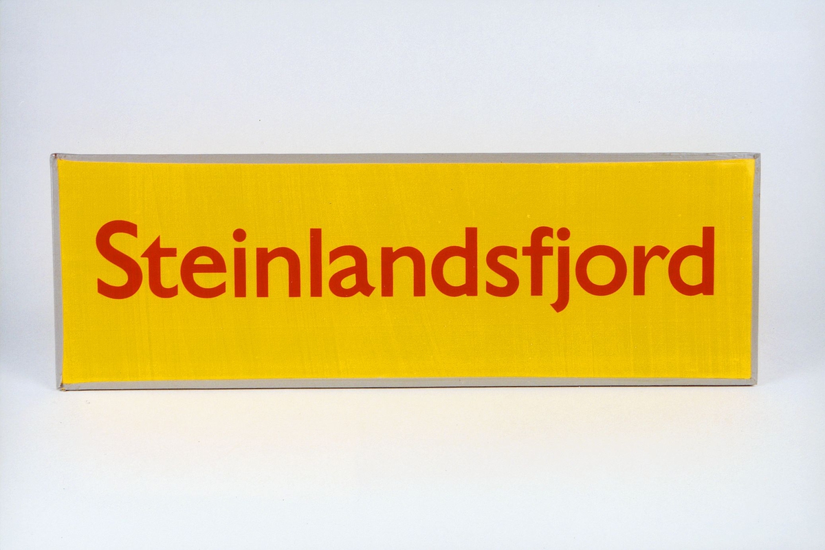 Postmuseet, gjenstander, skilt, stedskilt, stedsnavn, Steinlandsfjord.