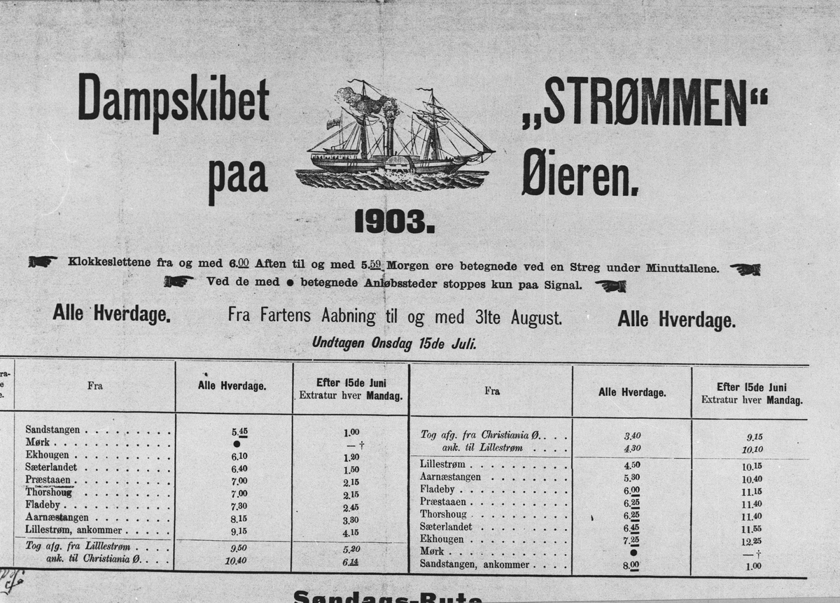 Dampskipet "Strømmen på Øyeren tatt 1924.