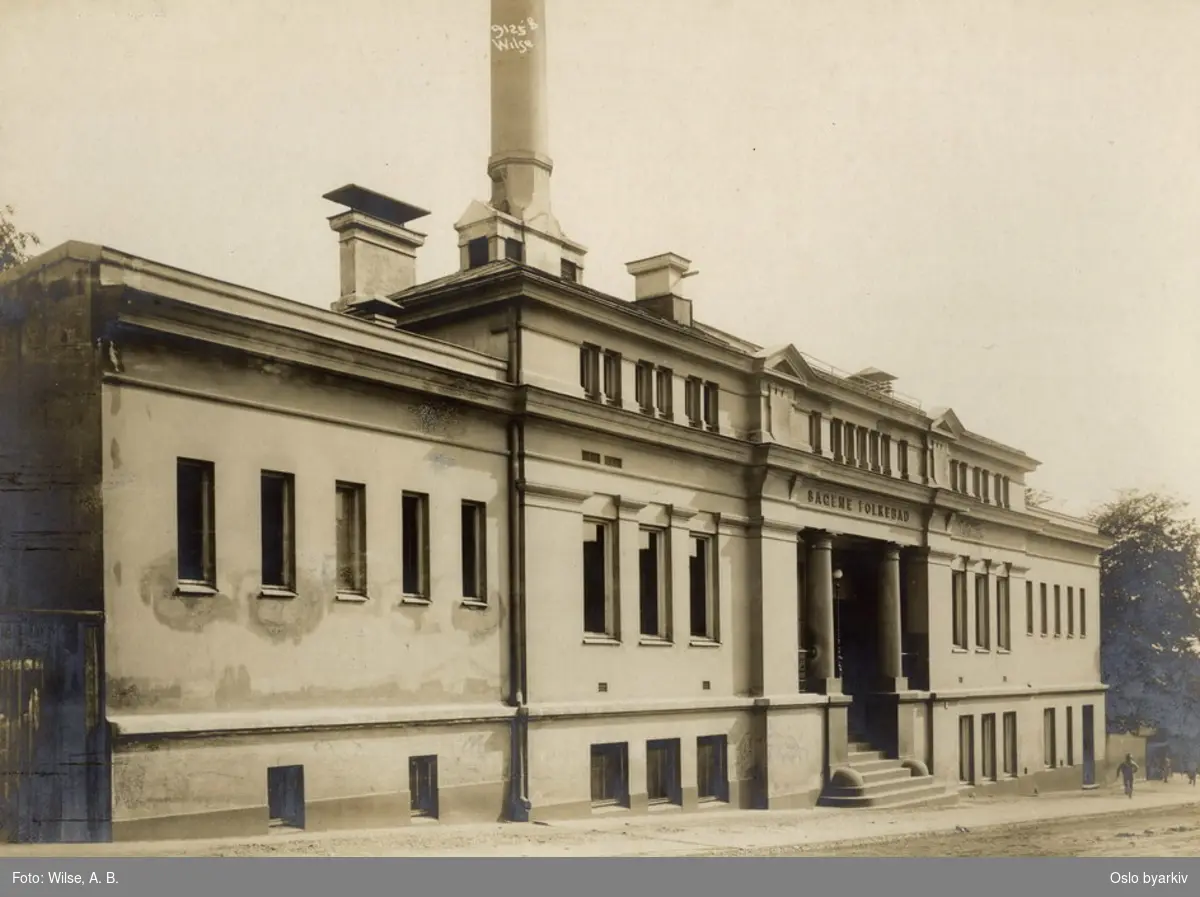 Sagene folkebad. Bildet tatt før den prosjekterte svømmehallen (1924-1926) ble bygd.