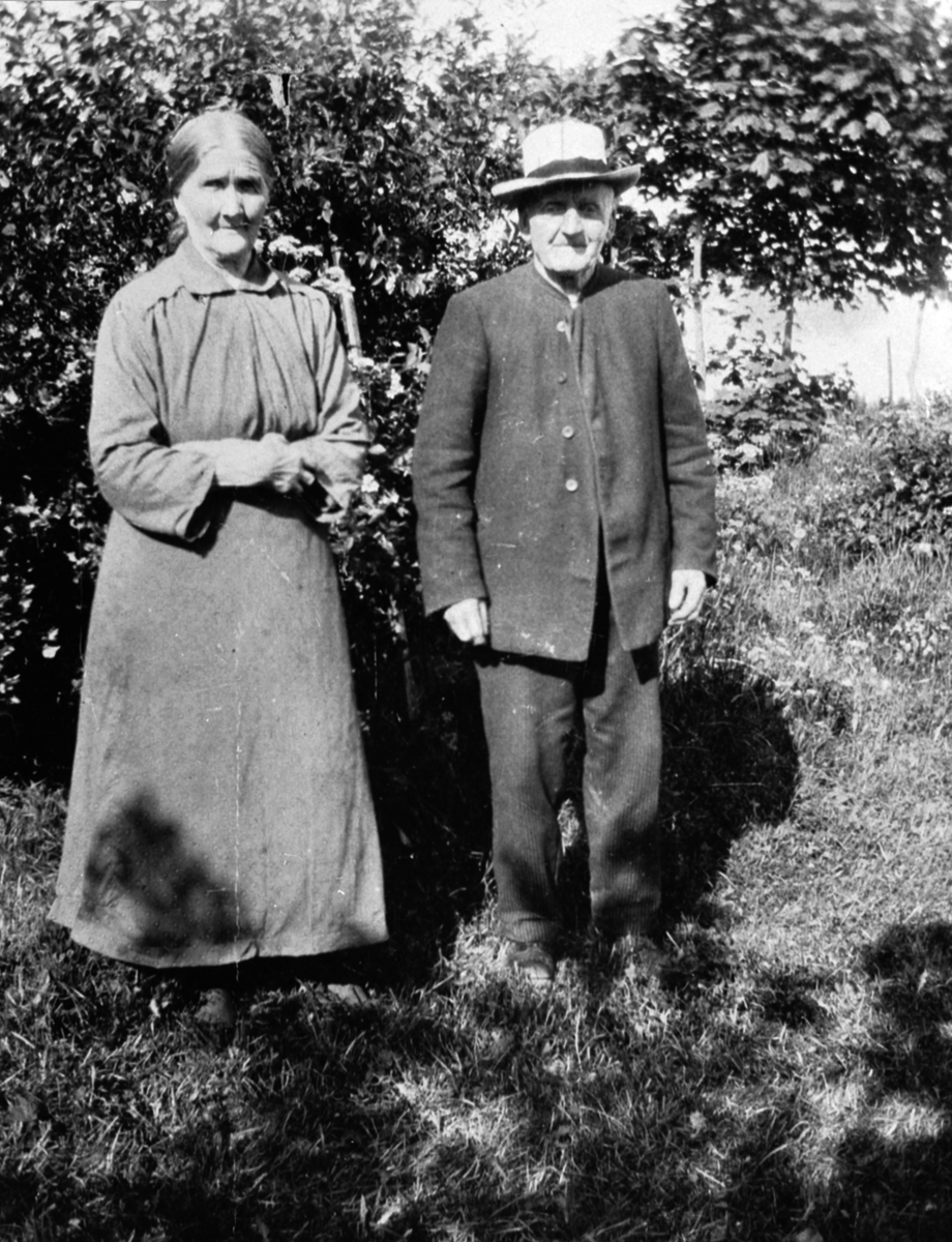 Søsknene Elise Torsdatter Knatterud (1848-1931) og Tolle Torsen Knatterud (1845-1930). Øvre Sund, Helgøya.