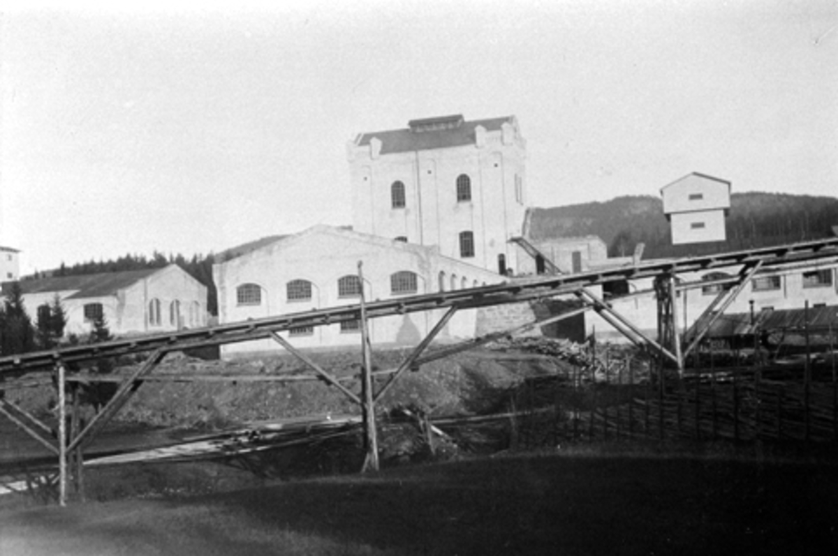 Eksteriør, Moelven Cellulosefabrikk, kjerrat for transport av tømmer. Ca. 1909-10.