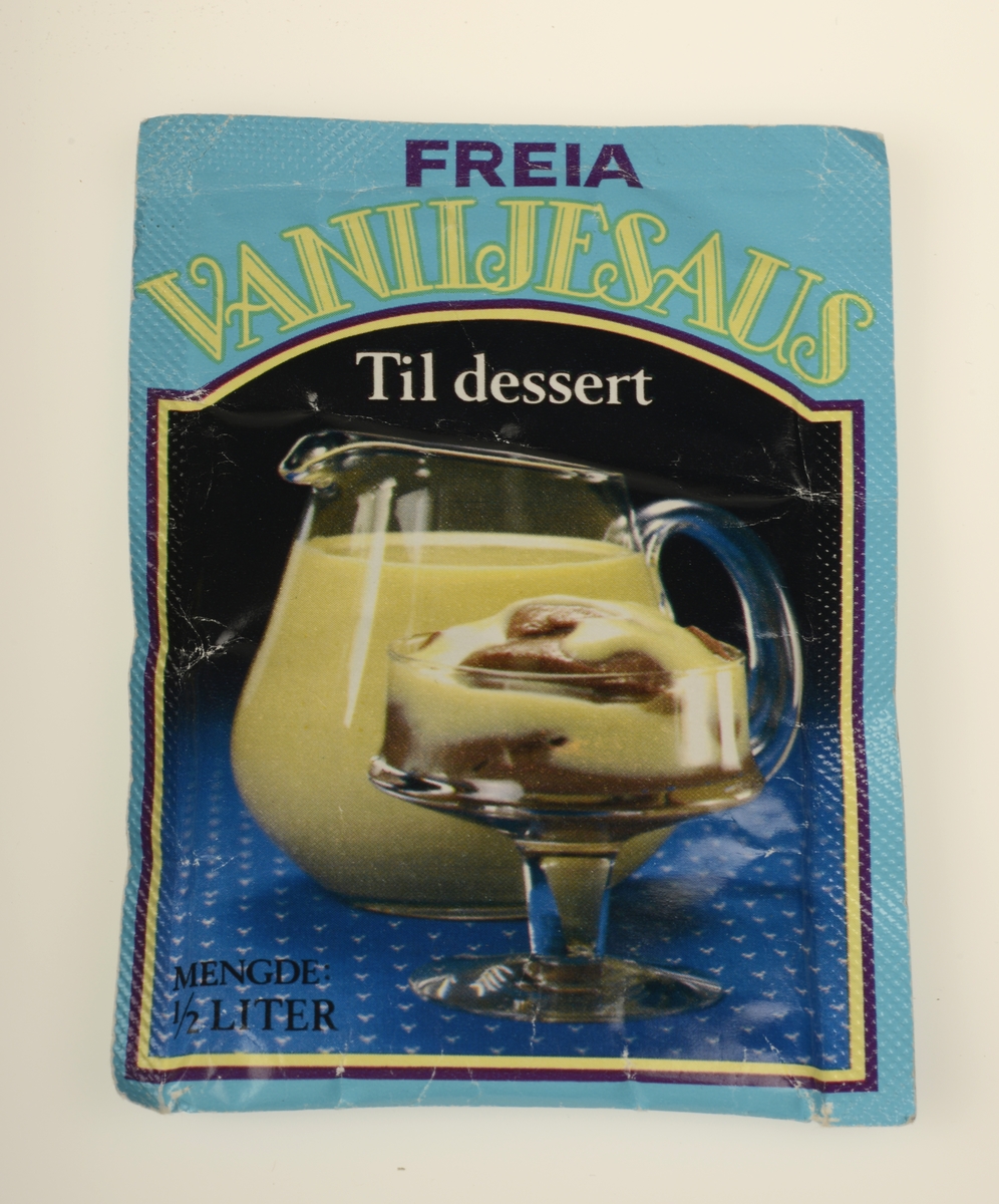 Pose med pulver til vaniljesaus fra produsenten Freia.