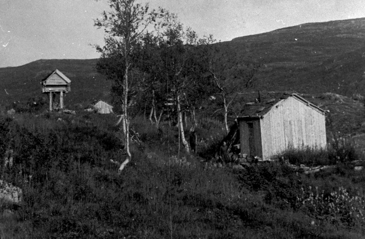 Samisk stabbur ved Langvatnet, Verrafjellene, Nord-Trøndelag.  Senere gjenreist på Sverresborg Trøndelag Folkemuseum