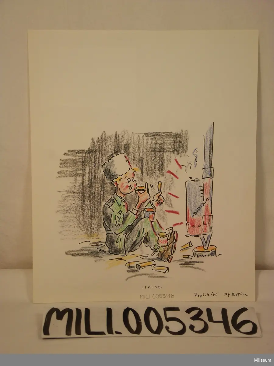 Akvarell scene ur Förläggningstält 1941-42 av Ulf Bottne.