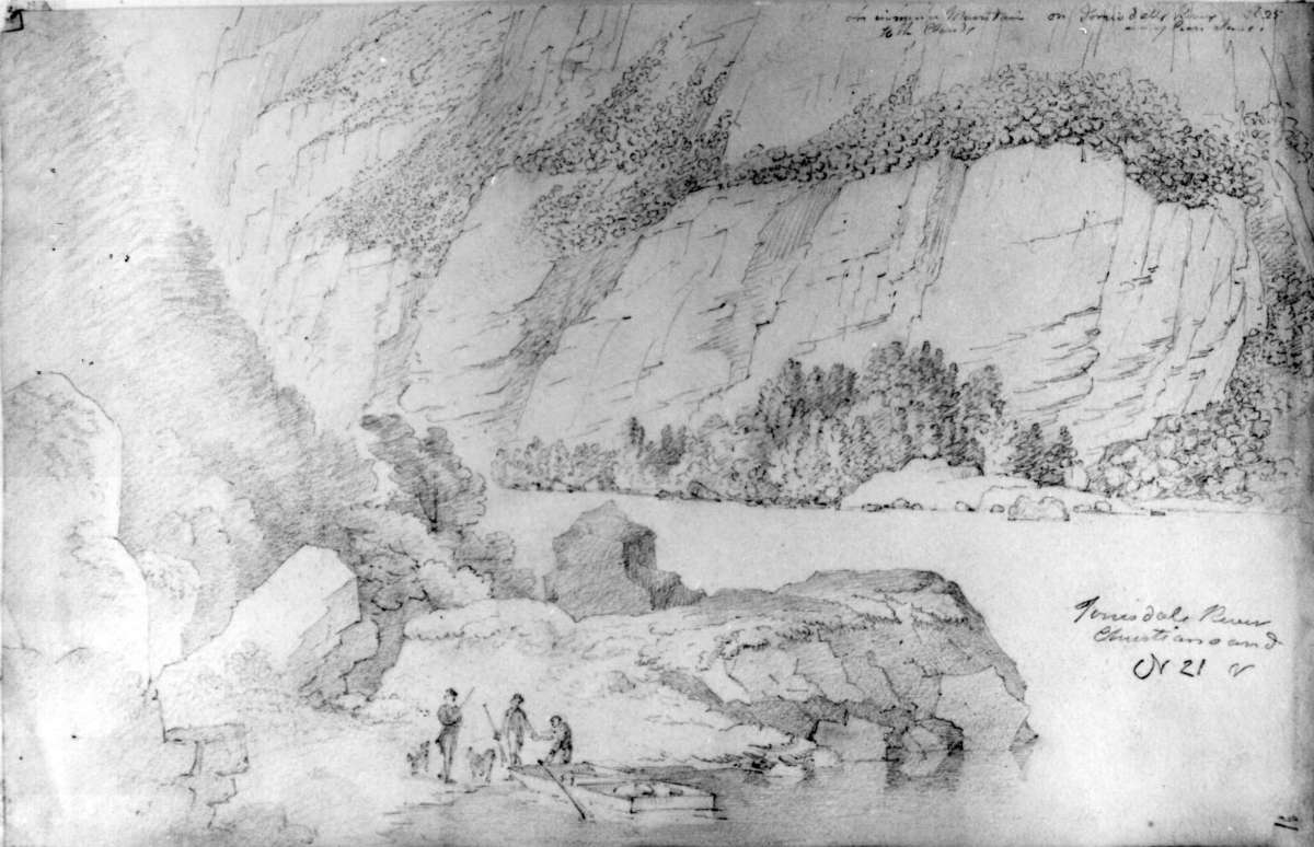 Torridalselva
Fra skissealbum av John W. Edy, "Drawings Norway 1800".