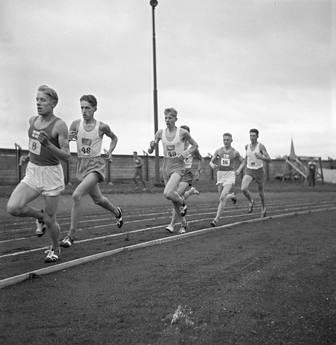 Serie. Landskamp i friidrett mellom Norge, Danmark og Island.  Fotografert 1955.