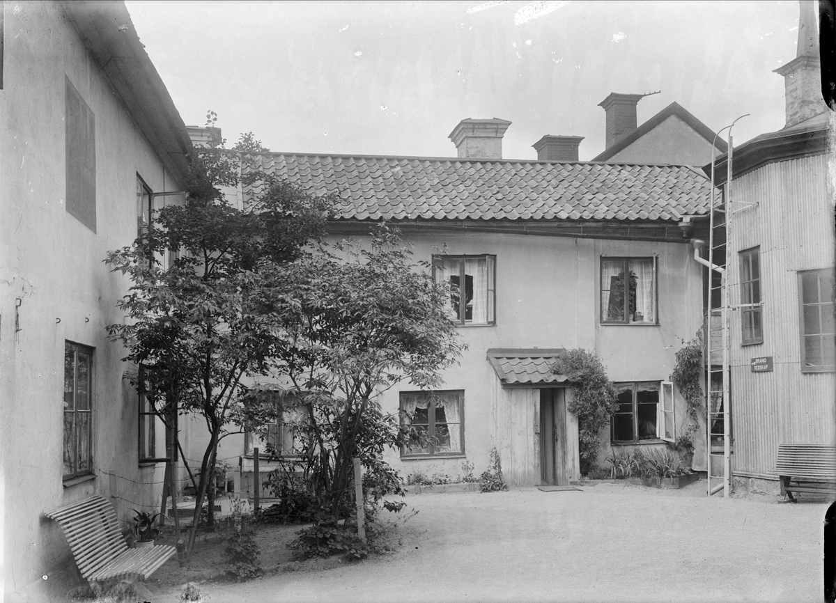Gårdsinteriör, Övre Slottsgatan 26, kvarteret Hörnet, Fjärdingen, Uppsala 1908