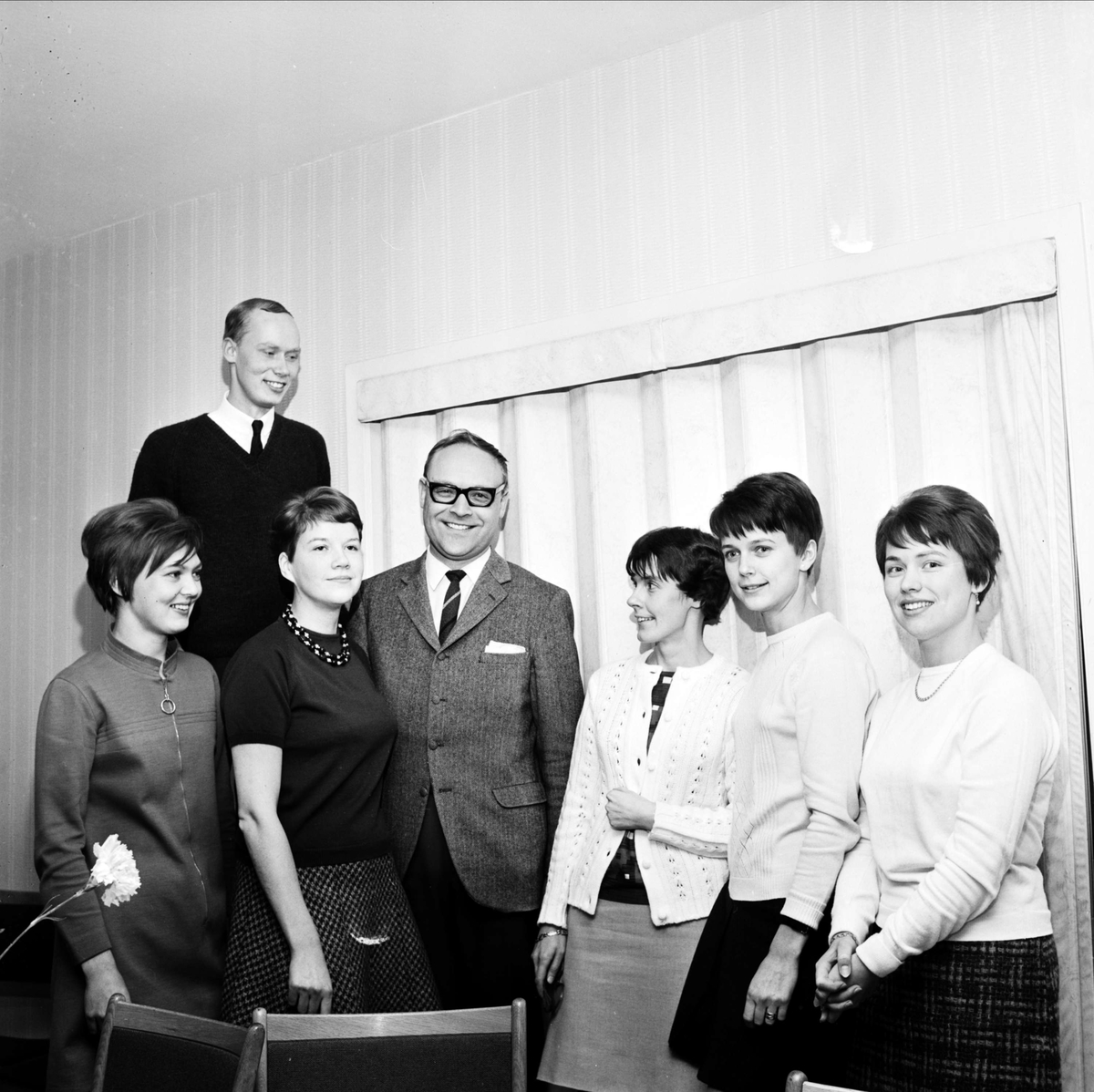 Försäkringsfolk på kurs i Tierp, Uppland, januari 1968