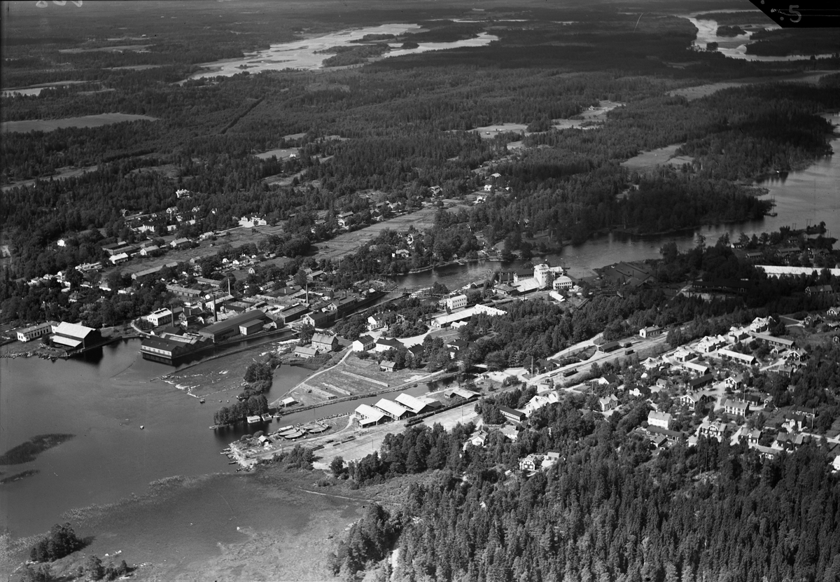 Flygfoto över Söderfors, Söderfors socken, Tierp, Uppland 1947