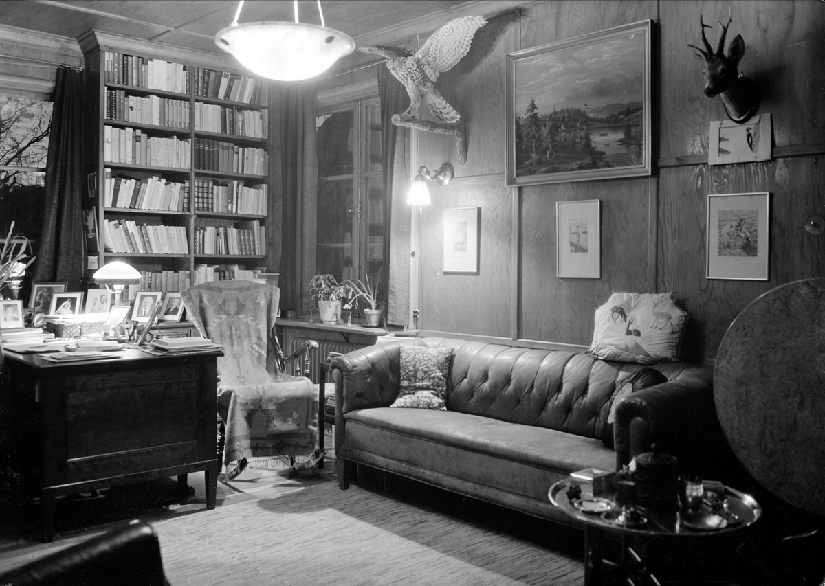 Interiör i läkaren Olof Bratts hem, Uppsala 1949