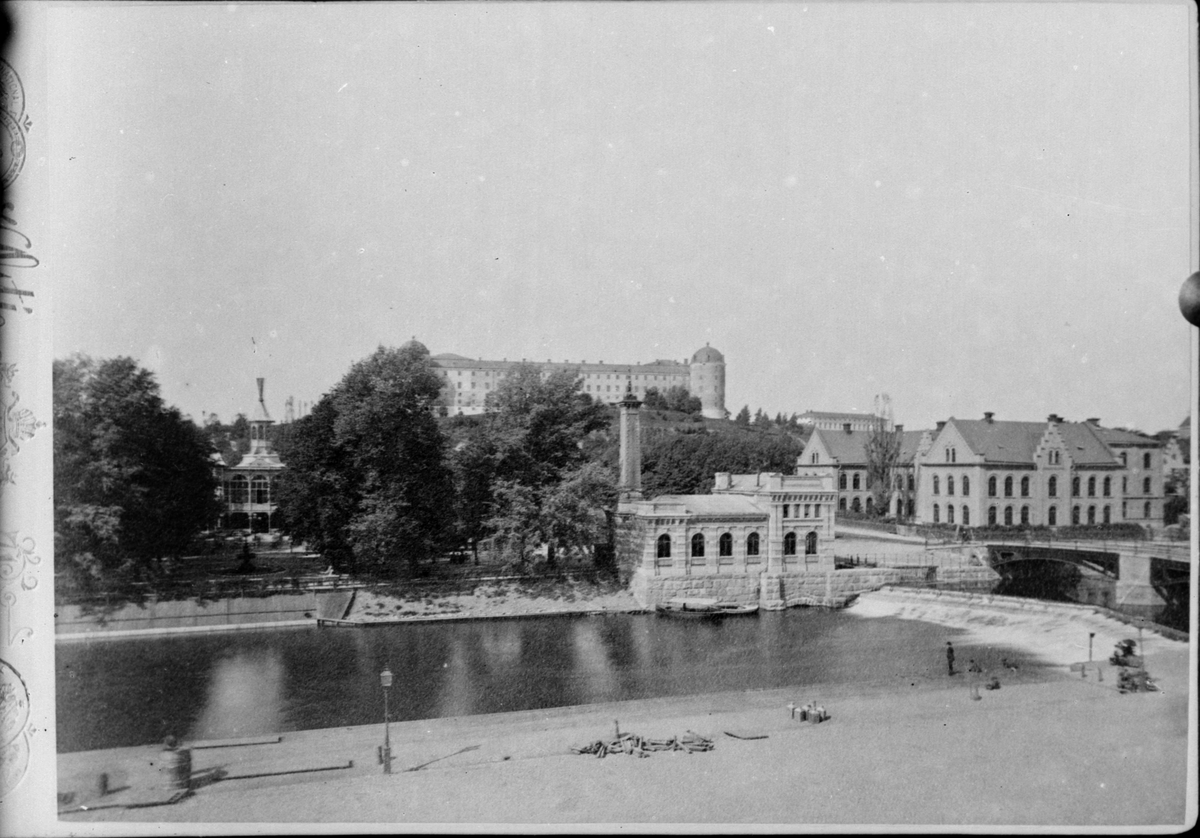Reprofotografi - hamnen, vy från öster mot Pumphuset  och restaurang Flustret, Fjärdingen, Uppsala före 1901