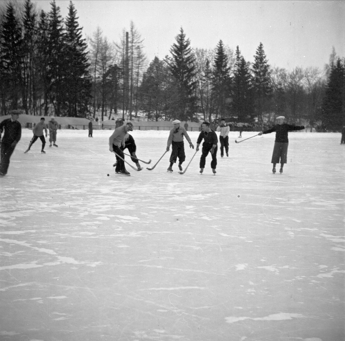 "Upsalas bandyveteraner visade utmärkt spel. Kamraterna segrade över Sirius i jubileumsmatchen", Studenternas Idrottsplats, Uppsala 1947