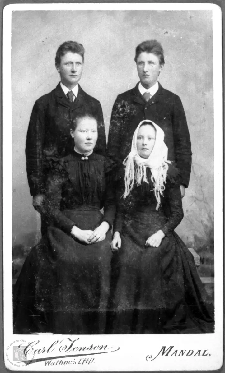 Søsknene Syvert, Ånen, Kristine og Olaug Ågset, Laudal.