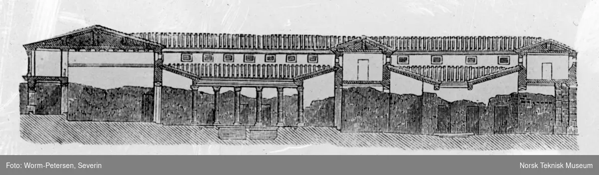 Tegning av Pansas hus i Pompeii, Italia