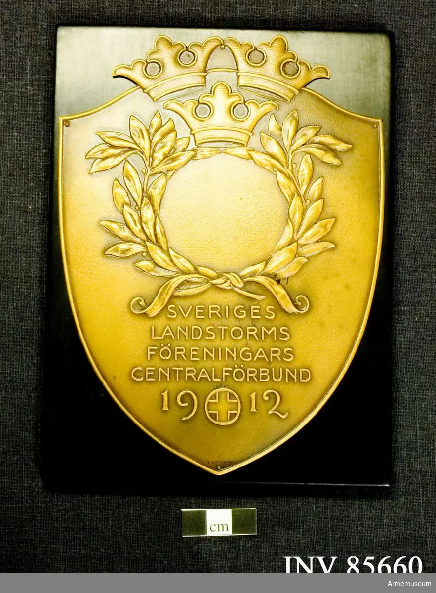 Grupp M
Lika med n: 16445 med den skilnad att skölden är av brons. 
Tilldelas såsom grupp-pris eller enskilt pris vid av centralförbundet, förbund eller förening anordnad tävling.
1912