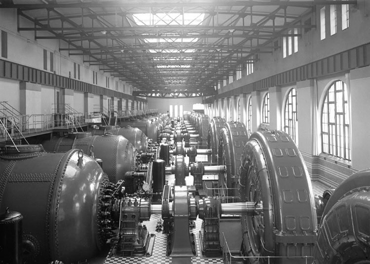 Turbinhallen, Olidans kraftverk, Trollhättan, augusti 1924