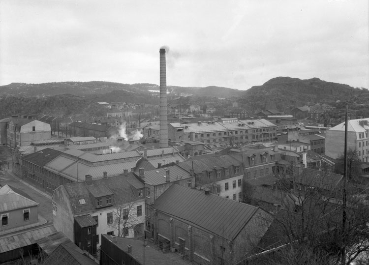 Uppgift enligt fotografen: "Uddevalla. Tändsticksfabriken från Klocktornet."