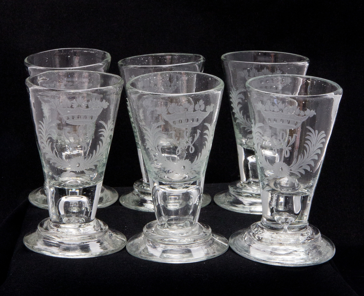 Spetsglas eller brännvinsglas, 6 st.