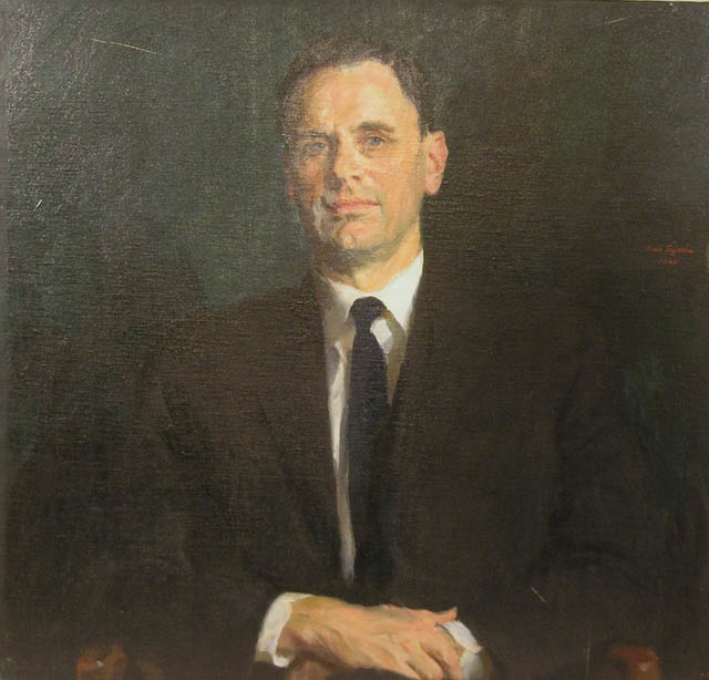 Porträtt i olja av generaldirektör A.E.V Swartling.

Duken är fäst på en träplatta. En mässingsskylt med text: "A.L.V. Swartling
Generaldirektör 1947-1964" tillhör.