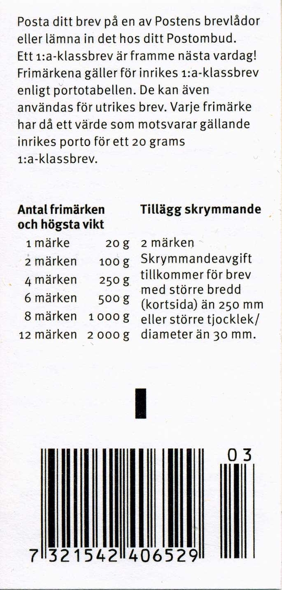 Portotabell Brev Inrikes Julens Checklista Fran Posten 2019 12 03