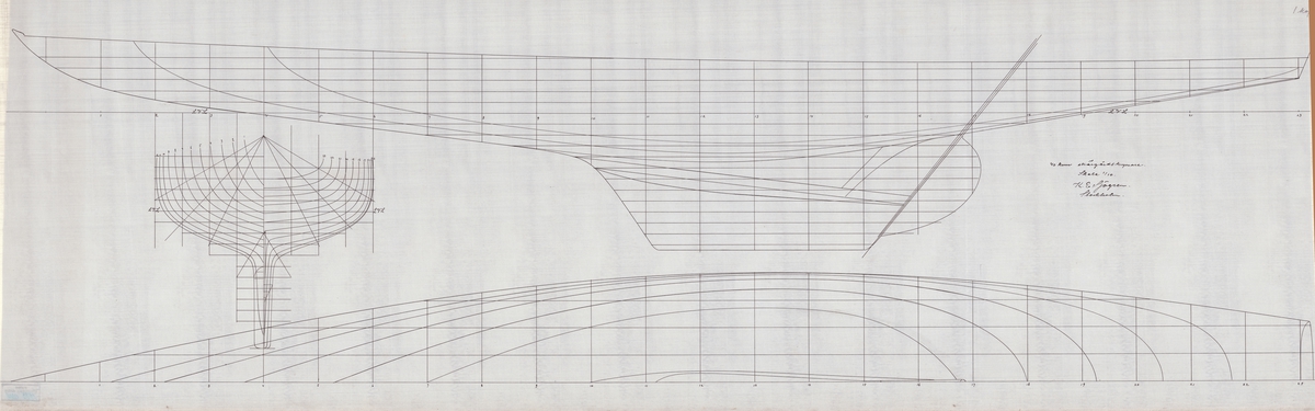 linjeritning med spantrutor, skala 1:10