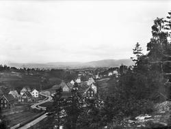 utsikt, villabebyggelse, Bryn bedehus, vei, kulturlandskap