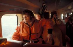 På vei til Statfjord A. Helikopter