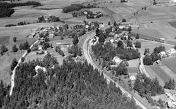 Eidsberg jernbanestasjon  flyfoto 1951, omkringliggende beby