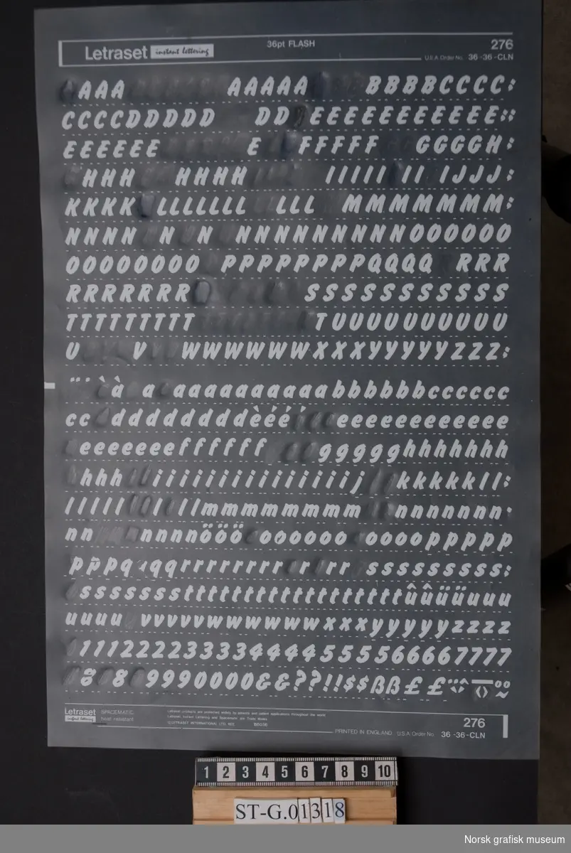 Katalog over Letraset-typer.