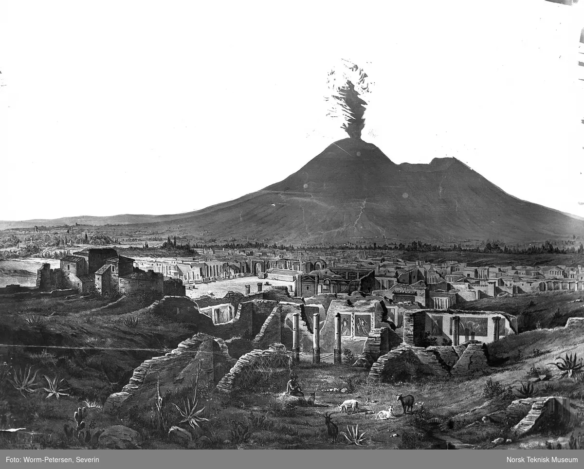 Pompei. Panorama med Vesuv.