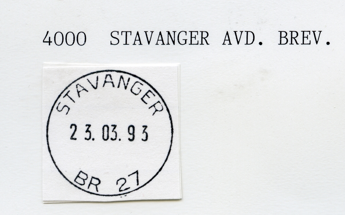 Stempelkatalog  4000 Stavanger, Stavanger kommune, Rogaland
(Tatt med reiseavdelingene  Stavanger-Egersund, Jærbanen og Ryfylke)