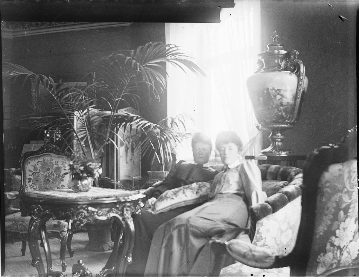 Två damer sittande i de Lavals salong på Kungsträdgårdsgatan 2.
