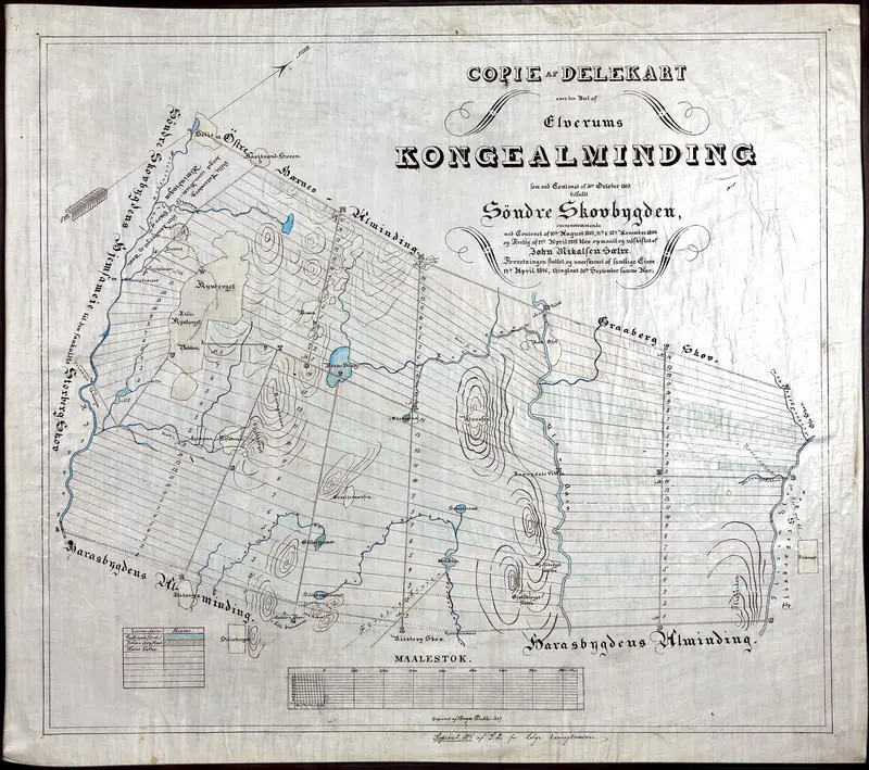 Kart over Søndre Skovbygden i Elverum