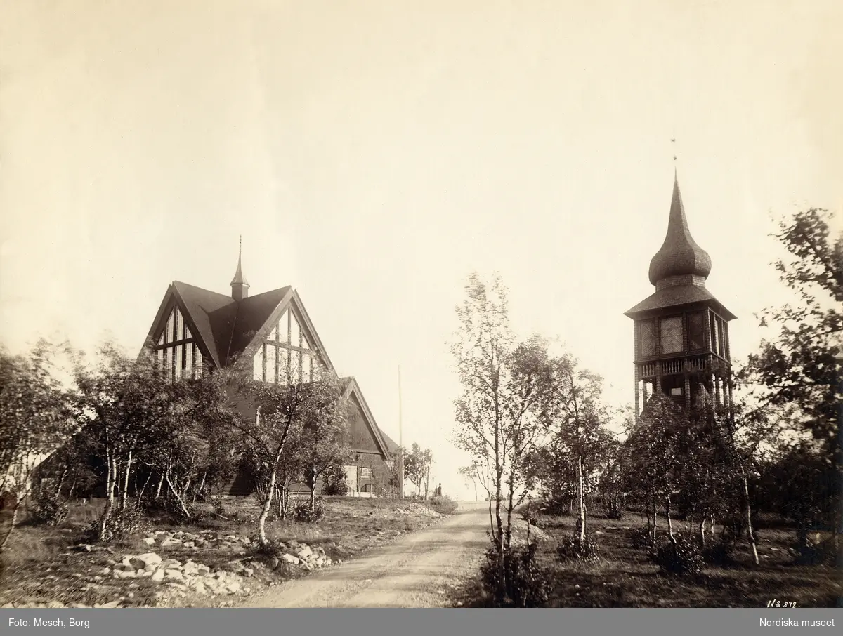 Kiruna kyrka och klockstapel 1915