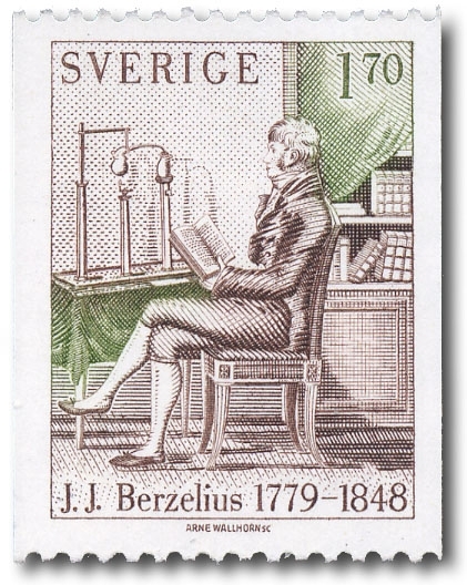 Jöns Jacob Berzelius, kemist i sitt laboratorium.