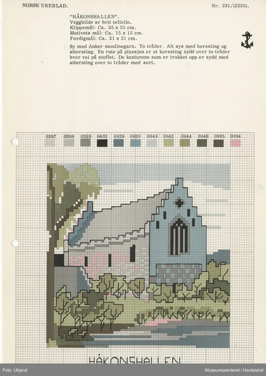 Broderte motiv av norske landemerke.