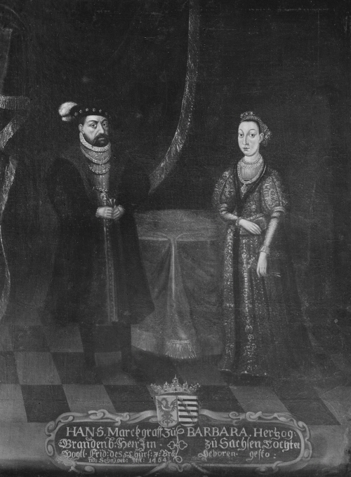 Johan, 1401-1464, markgreve av Brandenburg. Barbara, 1404-1464, prinsessa av Sachsen