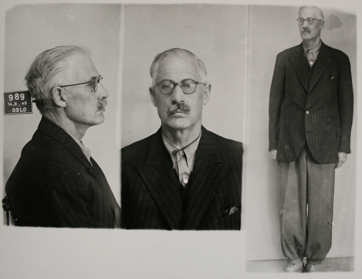 Arrestkort med foto og fingeravtrykk for Thorstein John Ohnstad Fredtheim