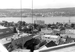 Oversiktbilde fra Moss. Fra toppen av høyblokka mot Jeløy. F