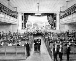 Møllerops teatersal 1878, akvarell av Ranheimsæter. Christia