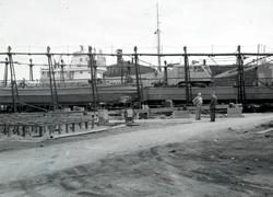 "Beddingen klar 26/6-60". Foto fra anleggsområdet til Storvi