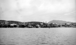 Bildet viser Storviks Mek. Verksted sett fra sjøsiden, med b