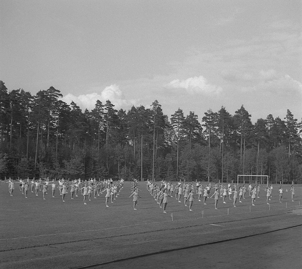 Gymnastiken på Värendsvallen, 24 maj 1949. 
Uppvisning på planen.