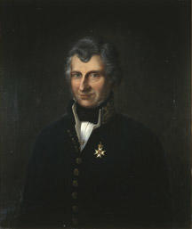 Portrett av Wulfsberg. Grått hår, mørk uniform. Amtmannsuniform etter 1815. Orden festet på brystet. (Foto/Photo)
